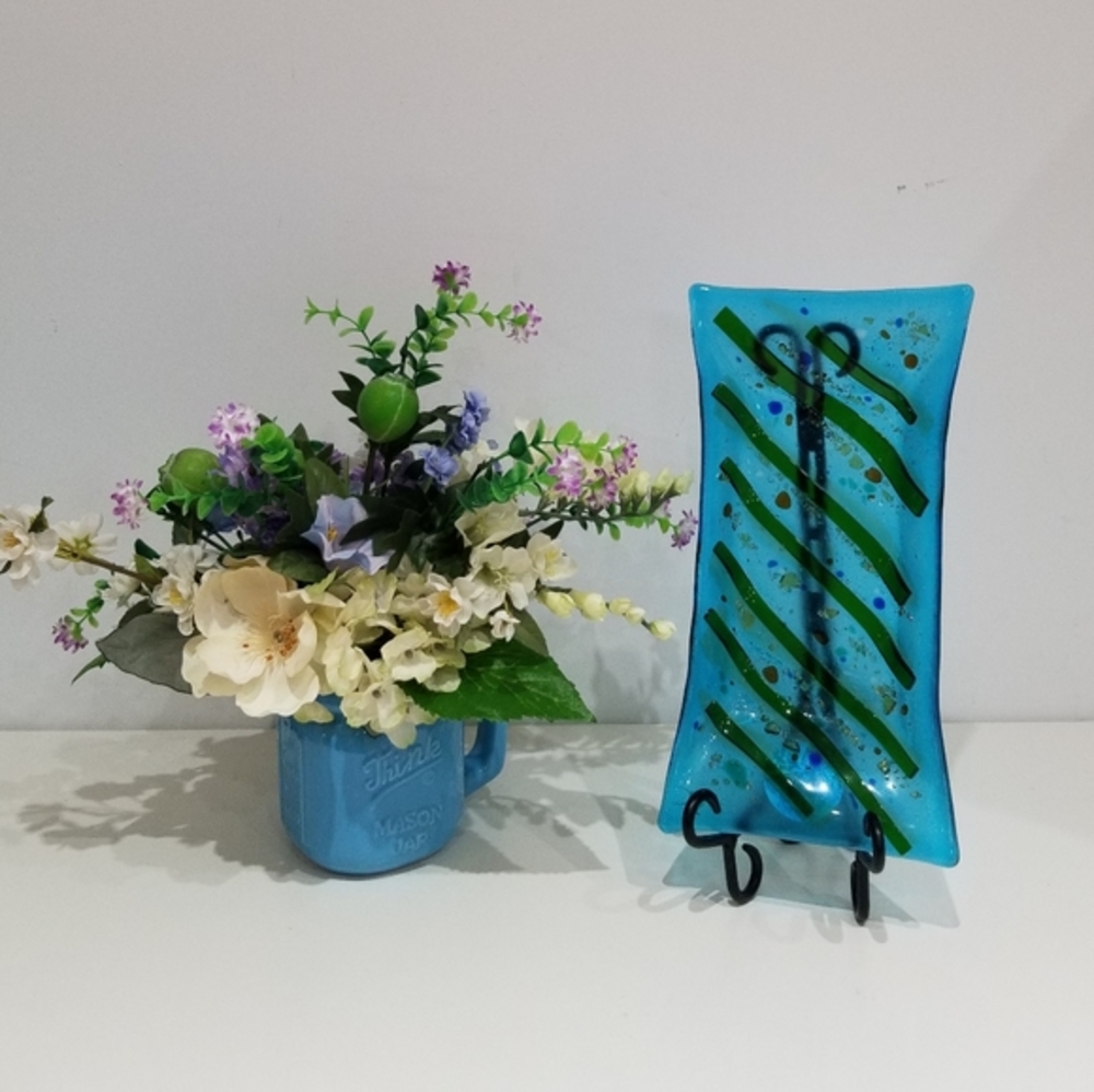 Beautiful hand made art glass decor dish
